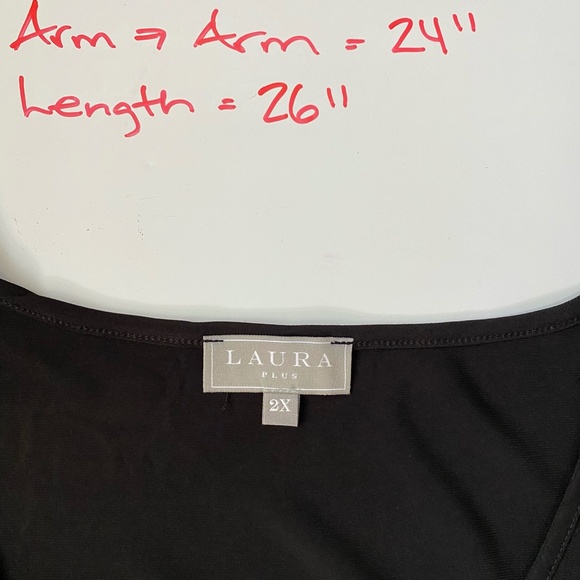 Laura Plus Black Shiny Silver Embellished Holiday Party Short Sleeve Top. Sz 2X - Picture 11 of 11